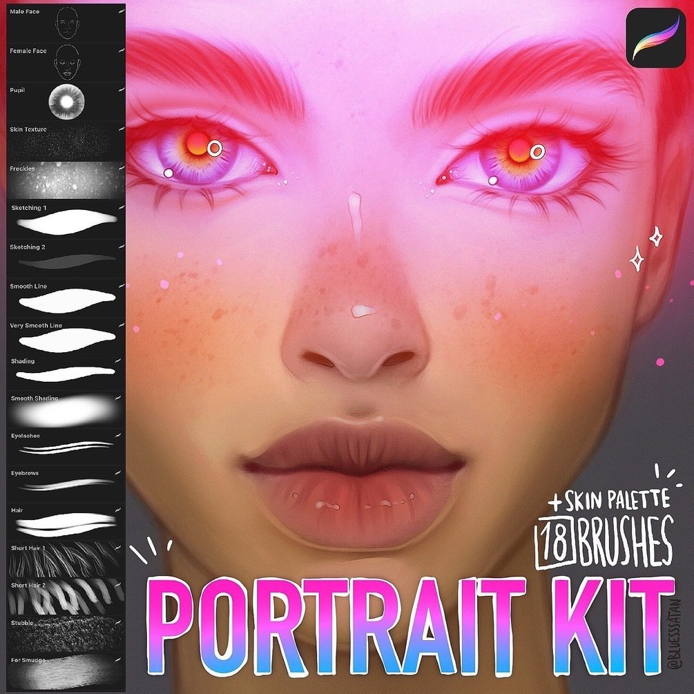 PORTRAIT KIT 18 brushes + skin palette for PROCREATE APP