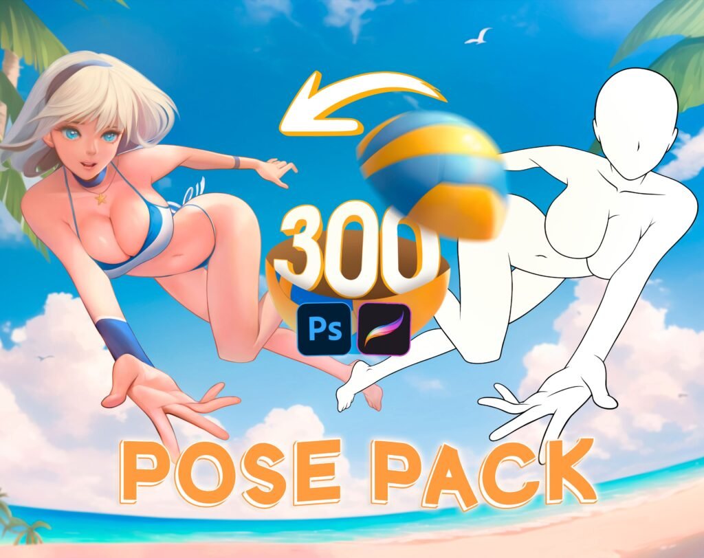 300+ Body Poses Pack for Procreate, Photoshop