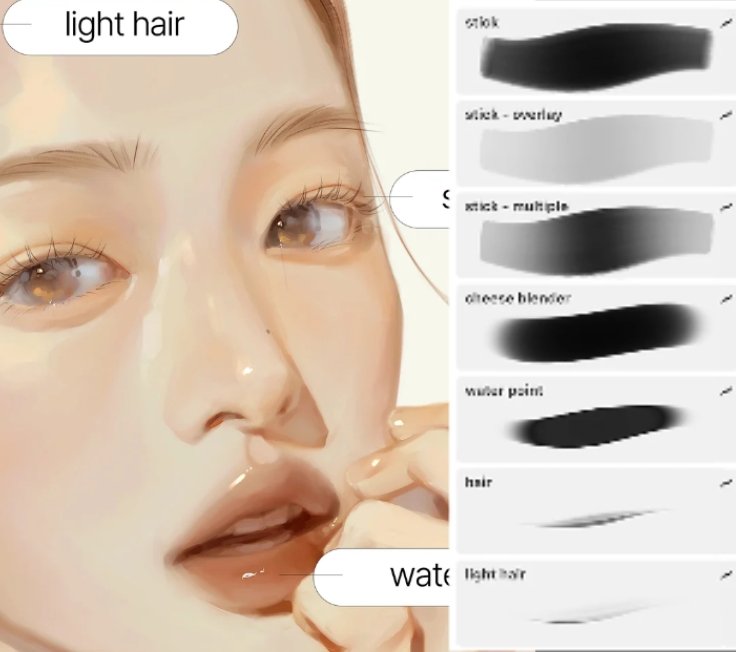 Procreate Glazing Water Jelly Brush 7 types+1 (Gift brush for croquis) - 을화/eulhwa