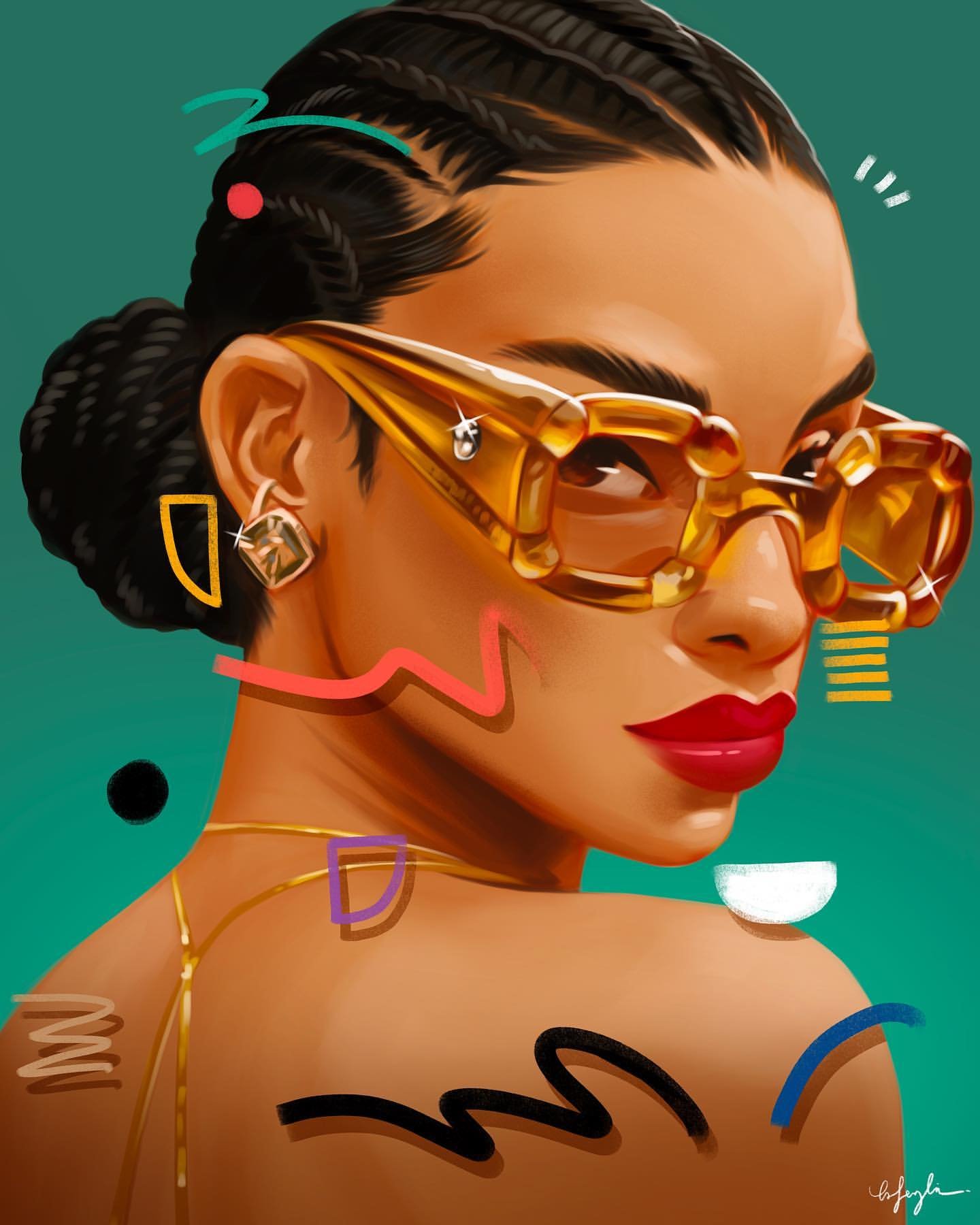 Graphical Elements in Procreate Portraits: A Course by Bo Feng Lin