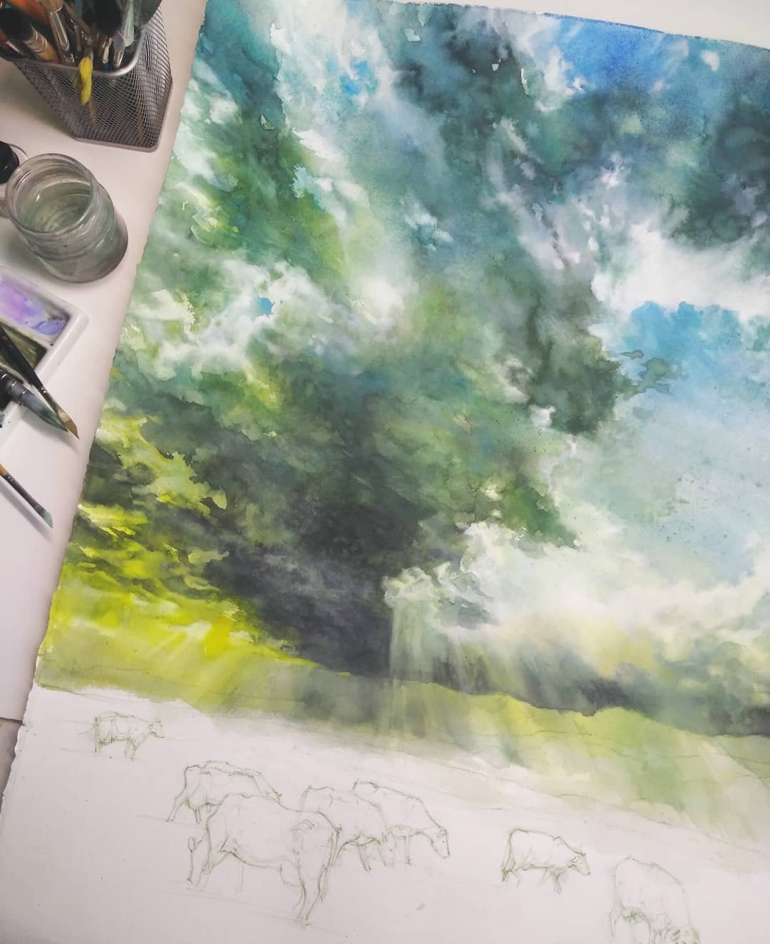 Mastering Watercolor Landscapes: Light and Depth by Katarzyna Kmiecik on Domestika