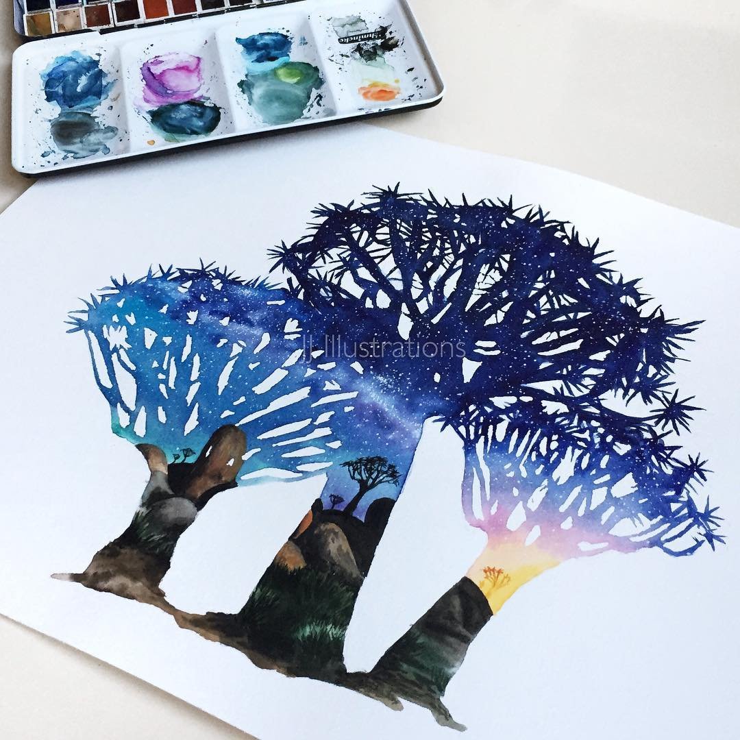 Naturmotive und Double Exposure: Aquarellkurs mit Jessica Janik