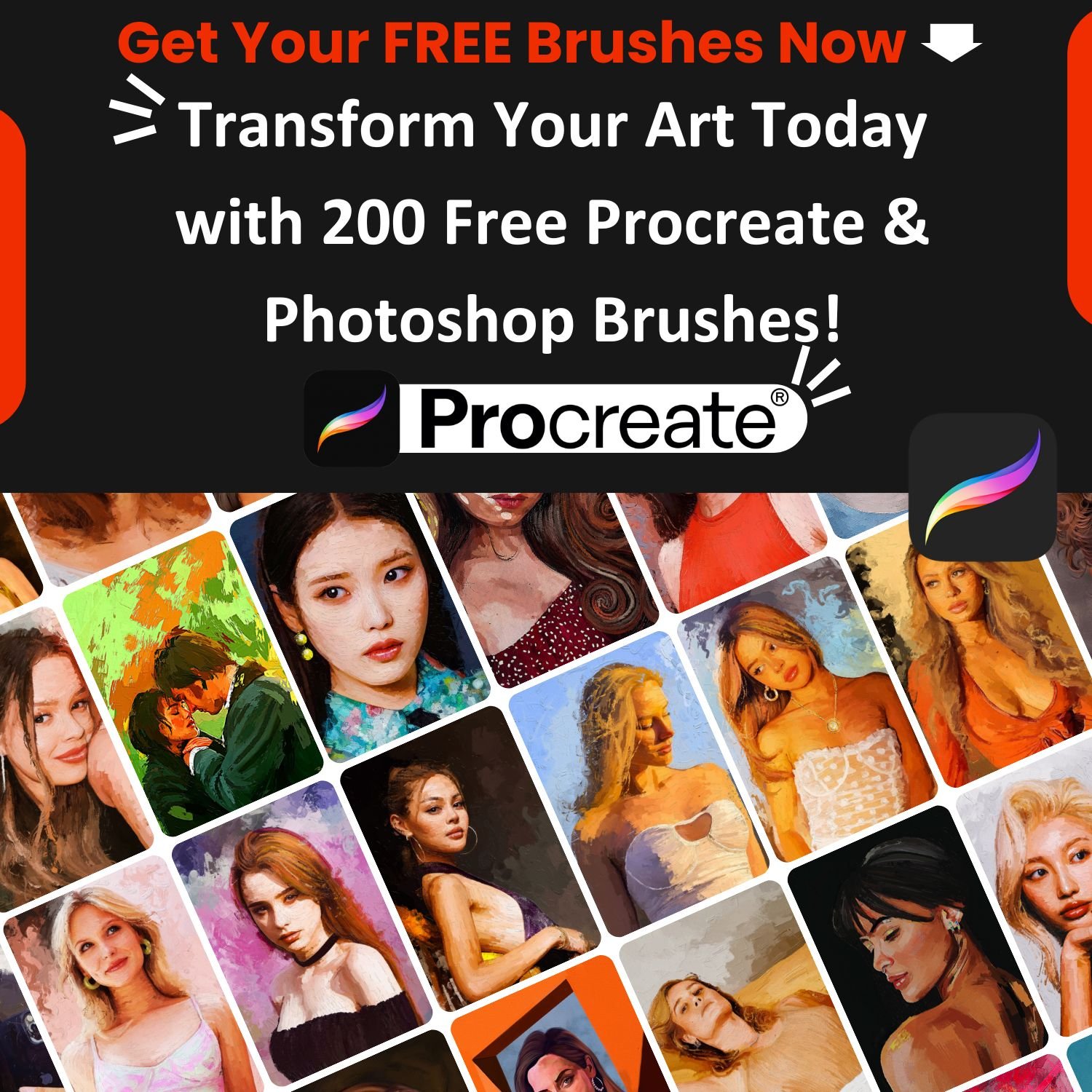 Transform Your Art Today with 200 Free Procreate & Photoshop Brushes!